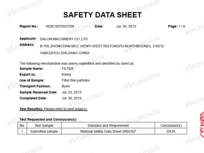 MSDS certificates