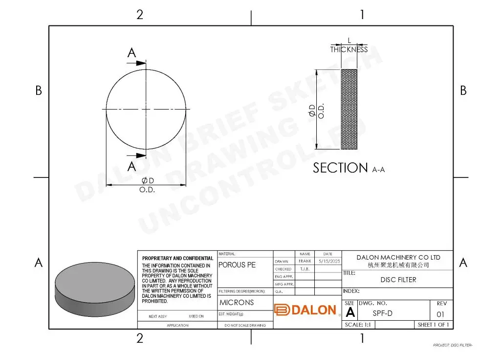 disk water filter Technical Drawing