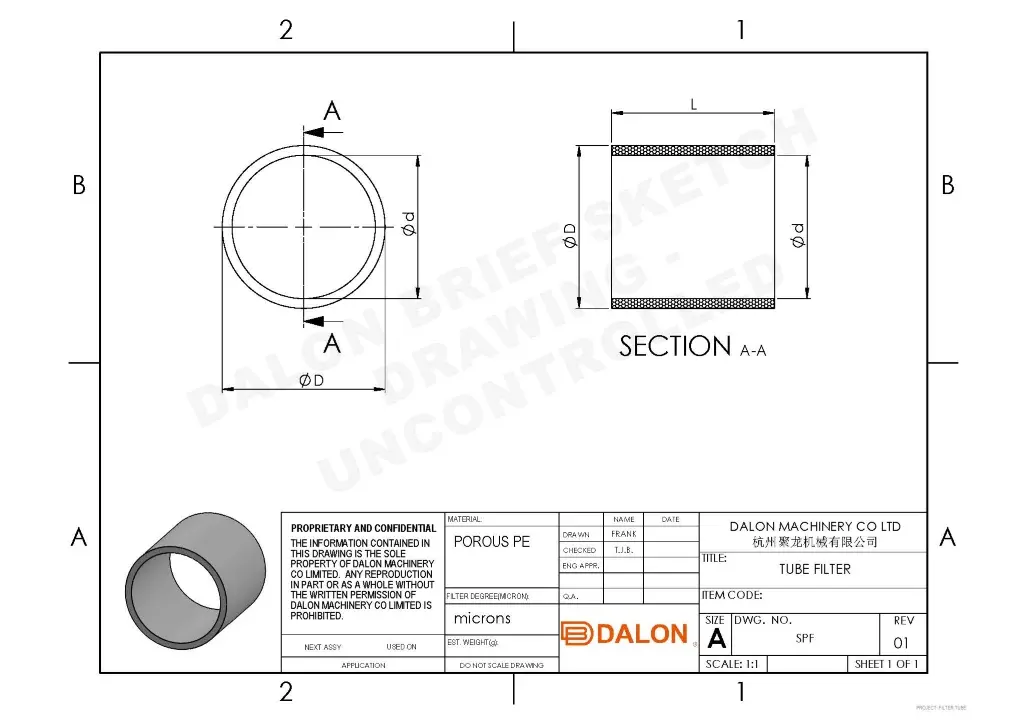 humidity filter Technical Drawing